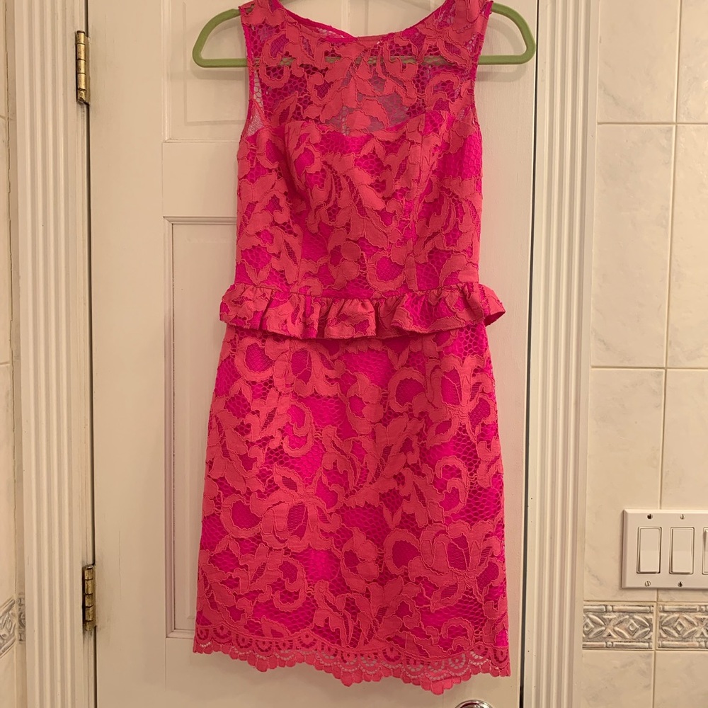 Lilly Pulitzer Kiri lace dress in mambo pink